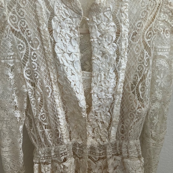 Vintage Ivory Lace Dress 1960s ILGWU - Picture 13 of 16
